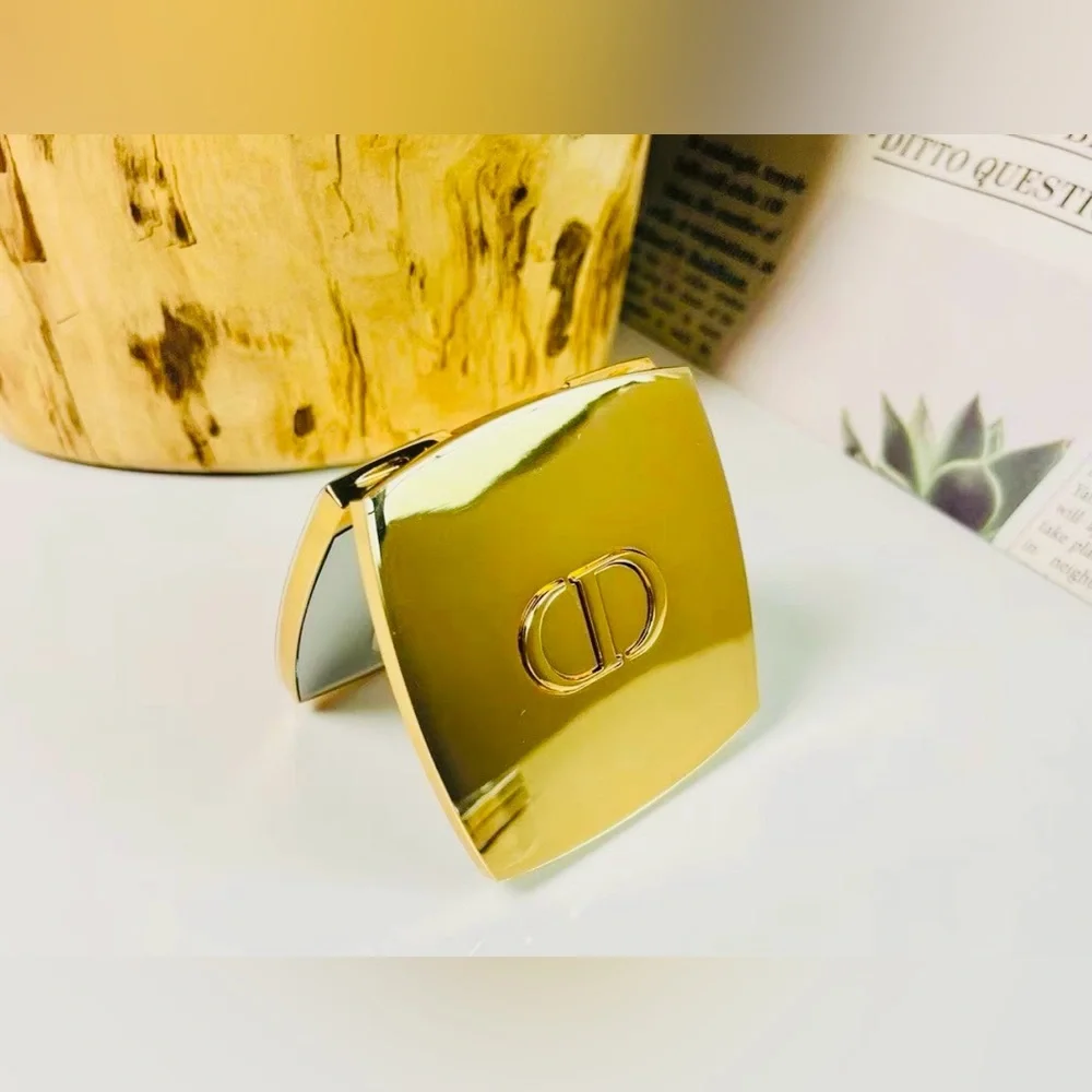 Christian Dior Gold Compact Mirror Dual Compact Mirror Heavy Metal Travel